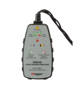 Megger PSI410 Phase Sequence Indicator for Accurate Phase Rotation Detection - Robust and Self-Powered Design