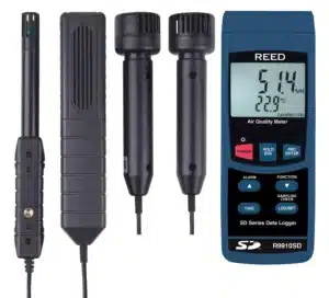 Alternative view of REED R9910SD Data Logging Air Quality Meter – Accurate Real-Time O2, CO2, CO Temperature & Humidity Monitoring with Easy Excel Data Export for Schools, Offices, and Industrial Applications