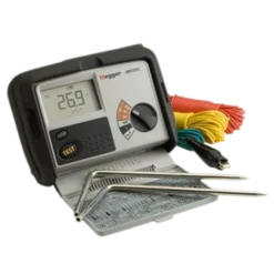 "Megger DET3TD digital earth resistance tester with large LCD display and rotary selector