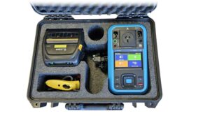 Metrel MI3340 AlphaEE XA portable appliance tester with color touchscreen and ergonomic design