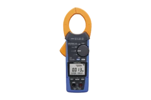 HIOKI CM3286-50 clamp power meter measuring three-phase power on industrial distribution board