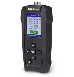 FLIR PV48 handheld solar tester displaying I-V curve on LCD screen