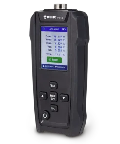 FLIR PV48 handheld solar tester displaying I-V curve on LCD screen