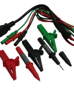 The EFO IEC Test Lead Set comes with Red, Black Probes and also Red, Black and Green Crocodile Clips. Rated to Cat IV 600V