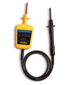 Electrician using Martindale voltage indicator and proving device on distribution board