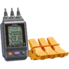 Hioki PD3259-50 non-contact phase detector clipped onto insulated three-phase cables