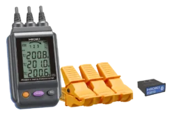 Hioki PD3259-50 digital phase detector with three clamp sensors on three-phase cables