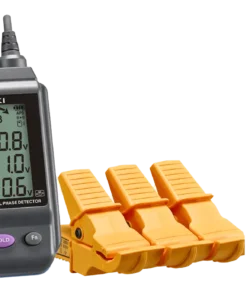 Hioki PD3259-50 digital phase detector with three clamp sensors on three-phase cables