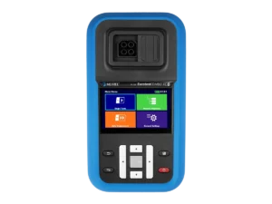 Metrel MI3136 touch screen display showing socket test Pass/Fail result