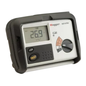 Megger DET4TD2 digital earth resistance tester with 4-terminal test leads and spikes