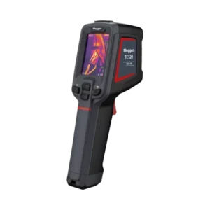 Megger TC120 handheld thermal camera front view showing 2.4-inch LCD and trigger grip